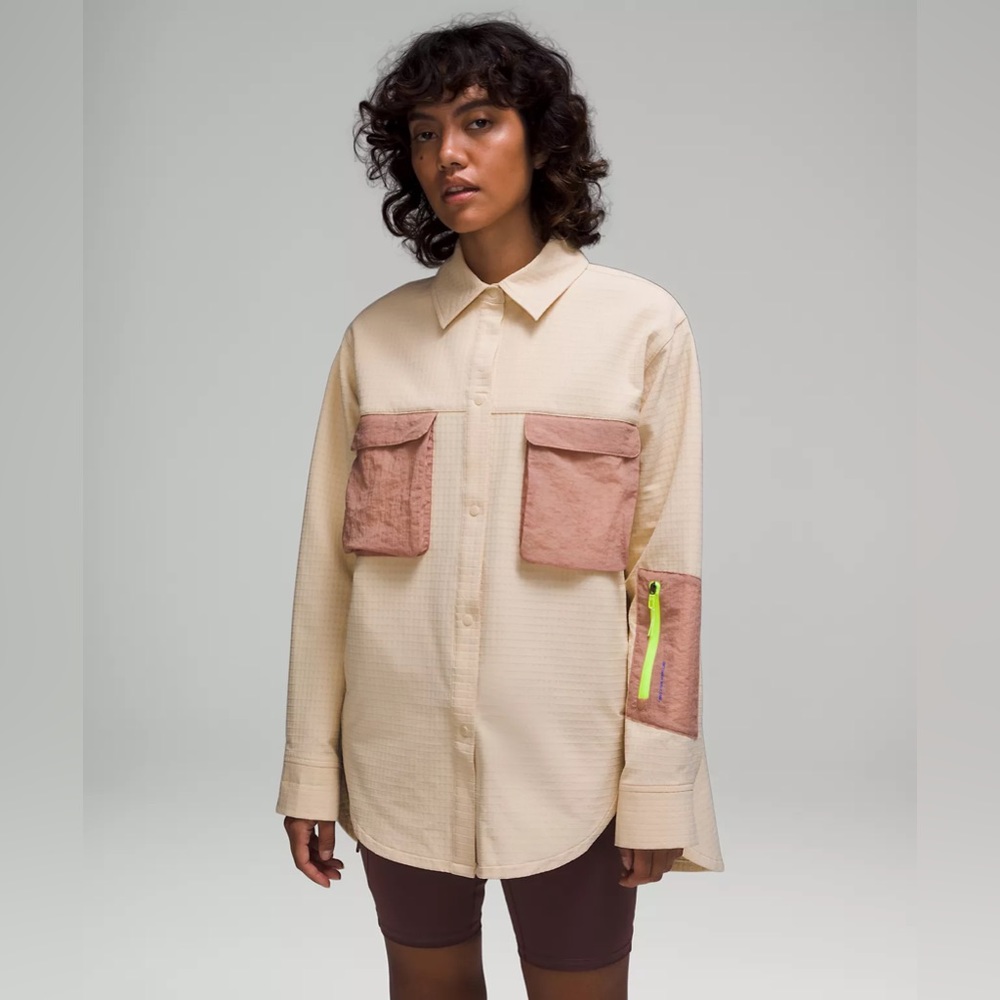 Lululemon Grid Fleece Hiking Overshirt - Size 6 - Prosecco/Pink Clay - NWT